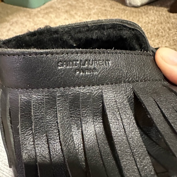 SAINT LAURENT black leather moccasin boot. Fur lined. 36.5 women’s size 6 - Picture 7 of 7